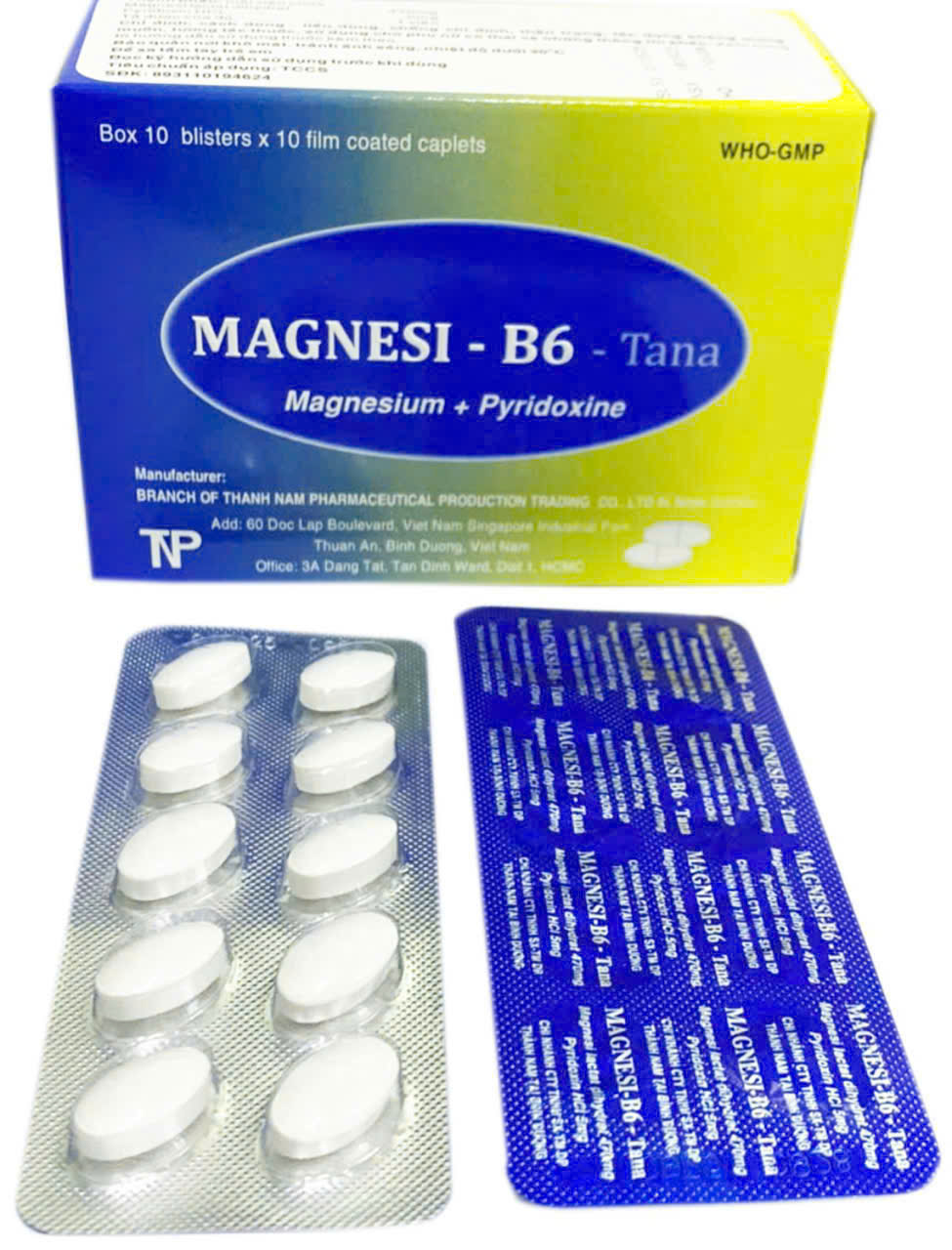 Magnesium - B6 - Tana Thành Nam (Hộp 10 Vỉ x 10 Viên)
