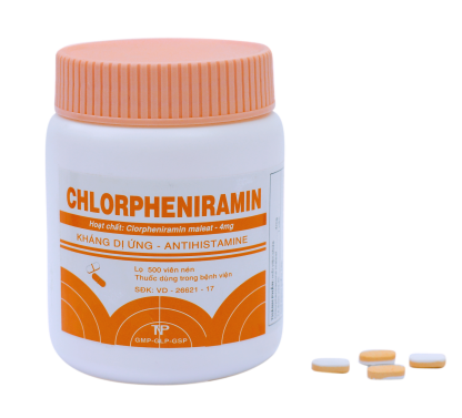 Chlorpheniramin 4mg Trắng Cam Thành Nam (Chai 500 Viên Nén Dài)