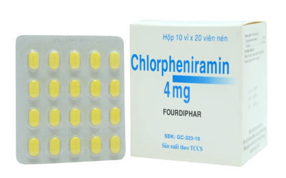 Chlorpheniramin 4mg Thành Nam (Hộp 10 vỉ x 20 viên Nén Dài Vàng)