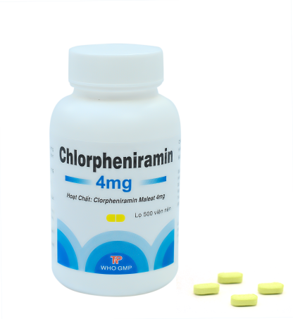 Chlorpheniramin 4mg Thành Nam (Chai 500 Viên Nén Dài Vàng)