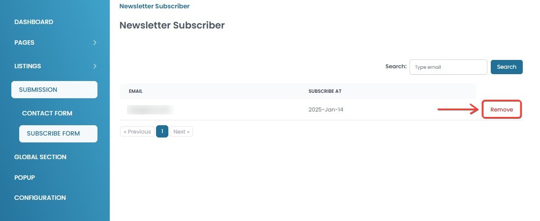 remove-subscribe-form