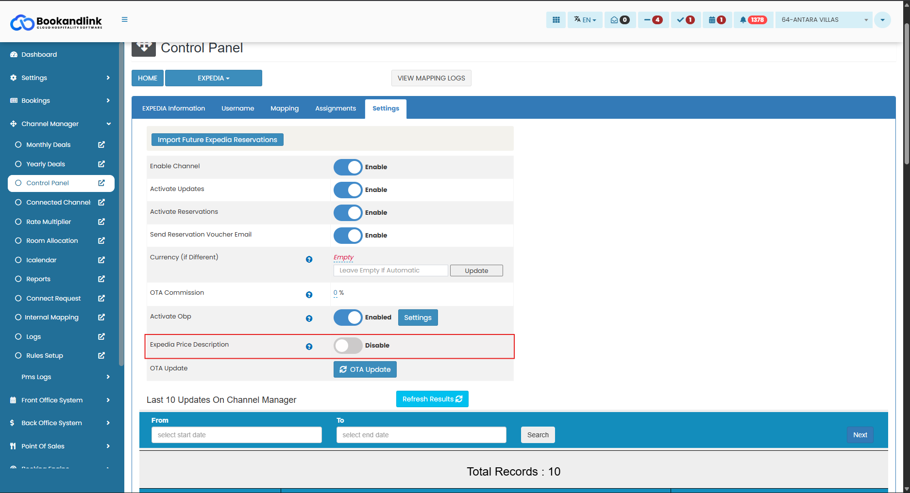 Expedia Setting