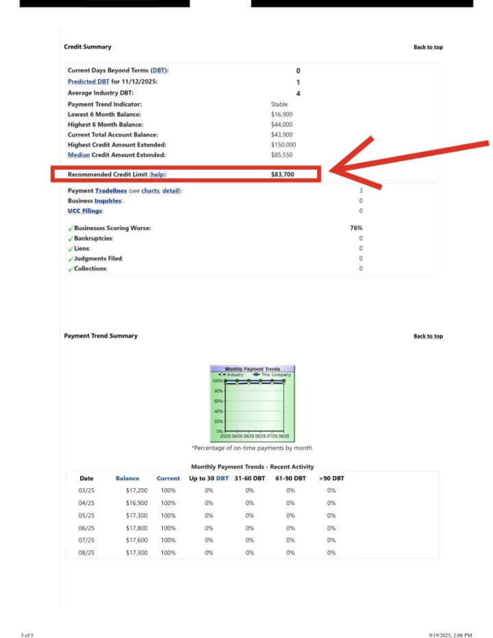 Experian credit summary (sample, identifying details removed)