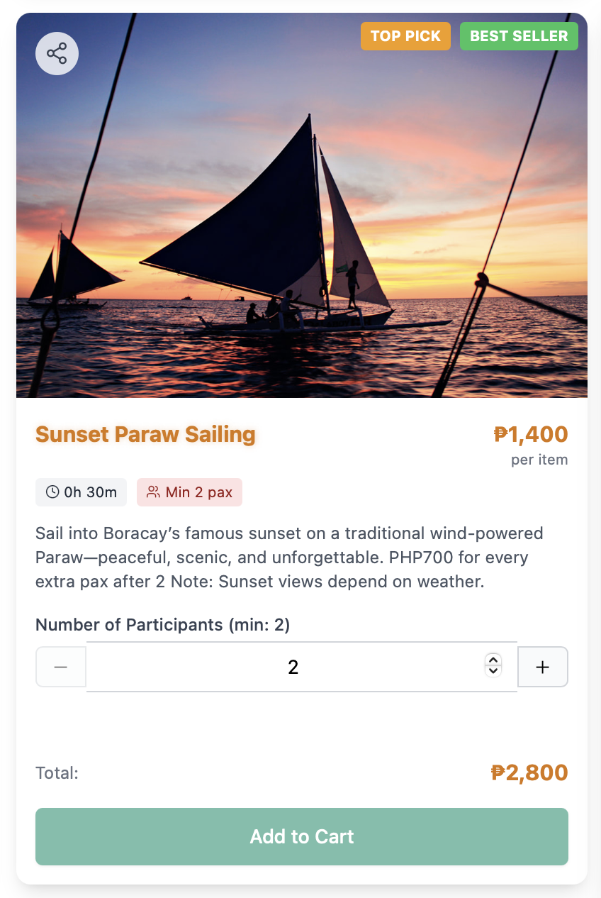 Activities prices