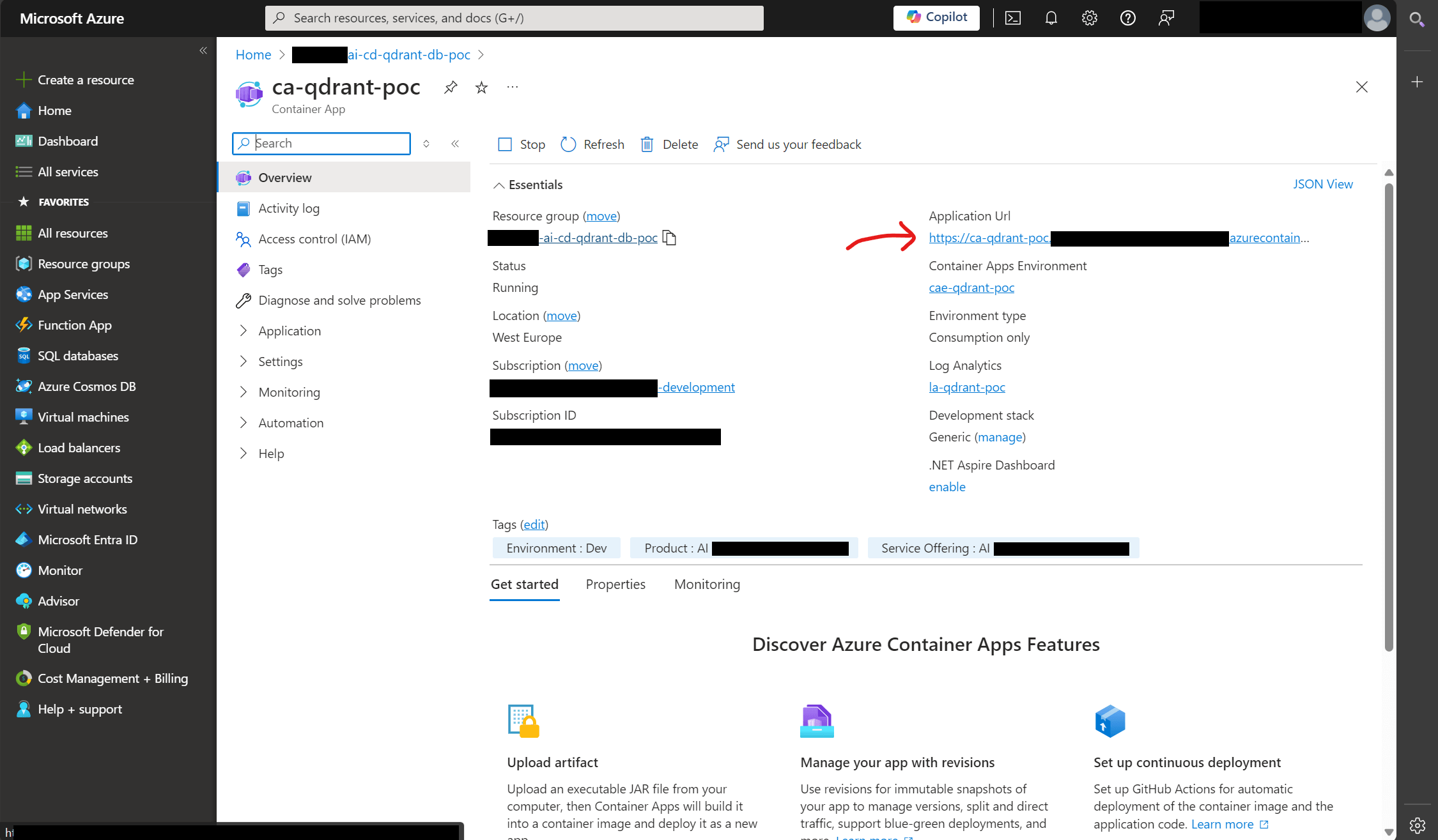 Azure Qdrant container app