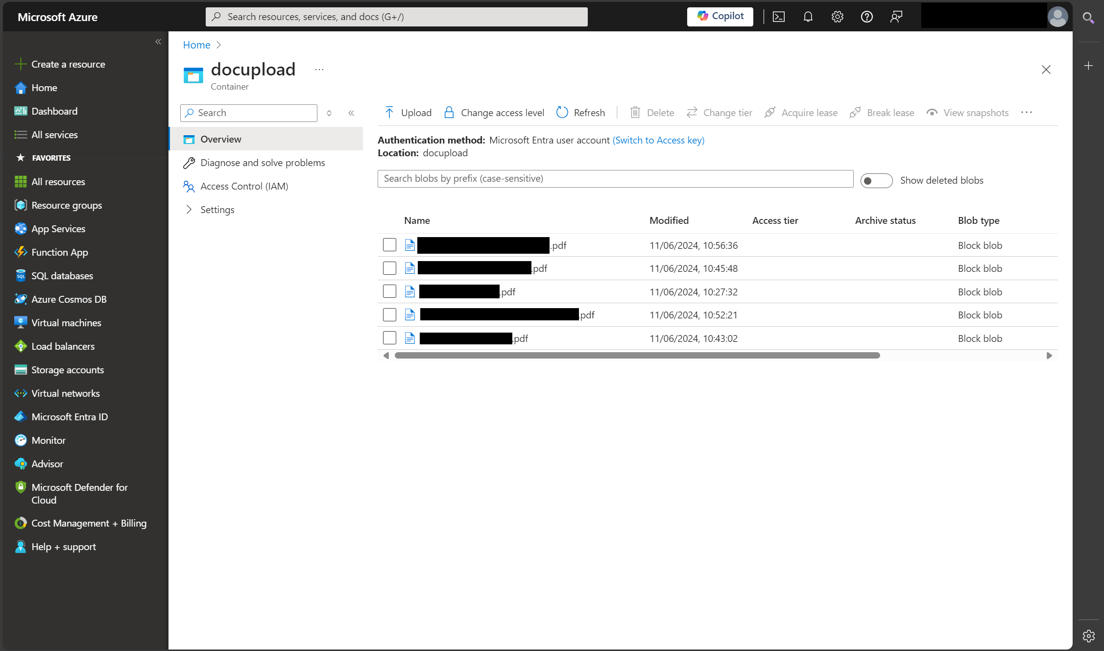 Azure blob storage container