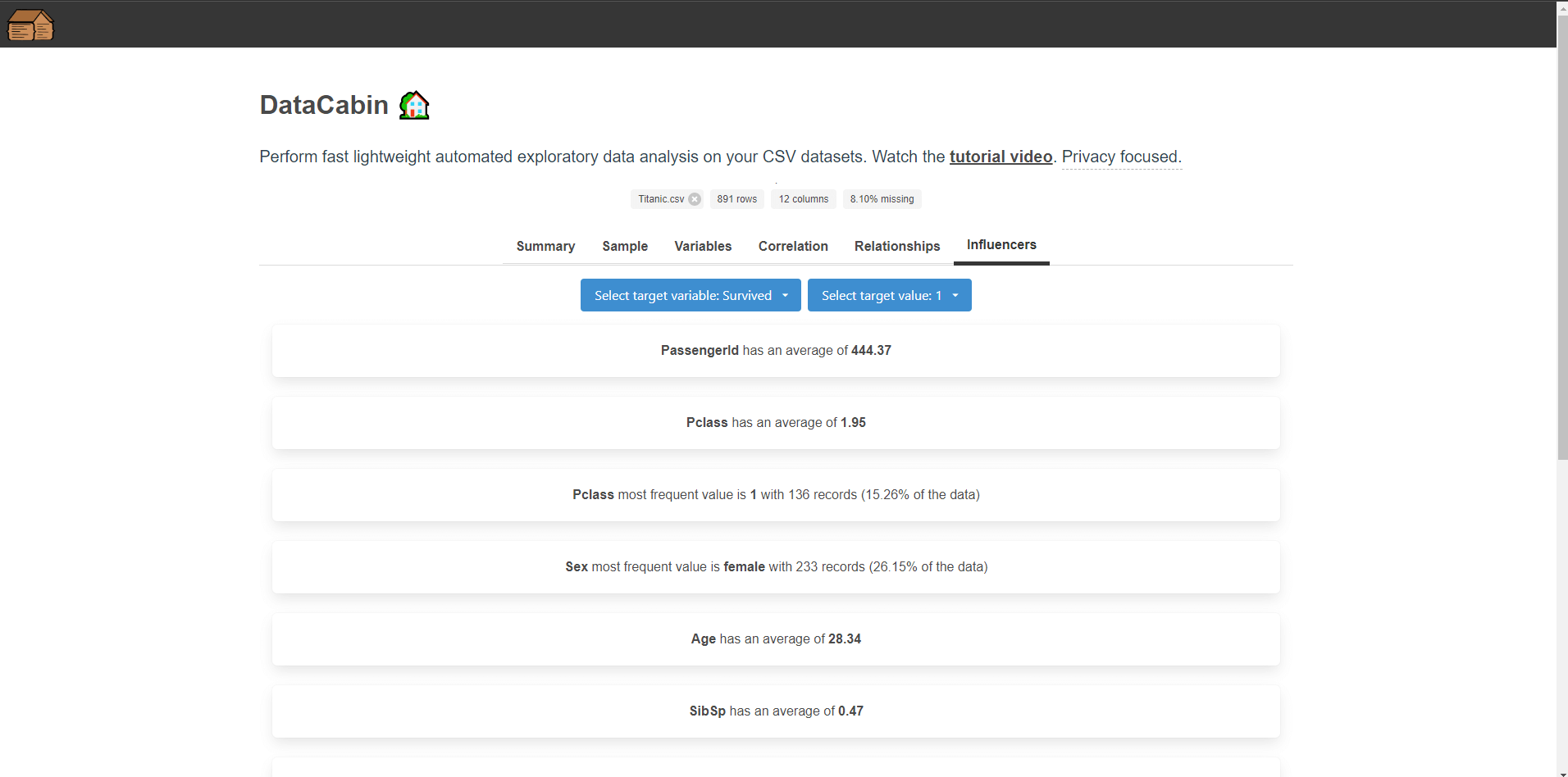 DataCabin app