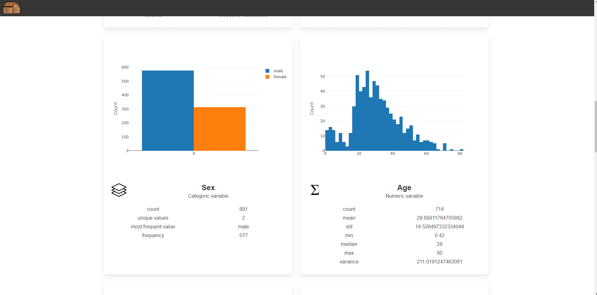 DataCabin app sample tab