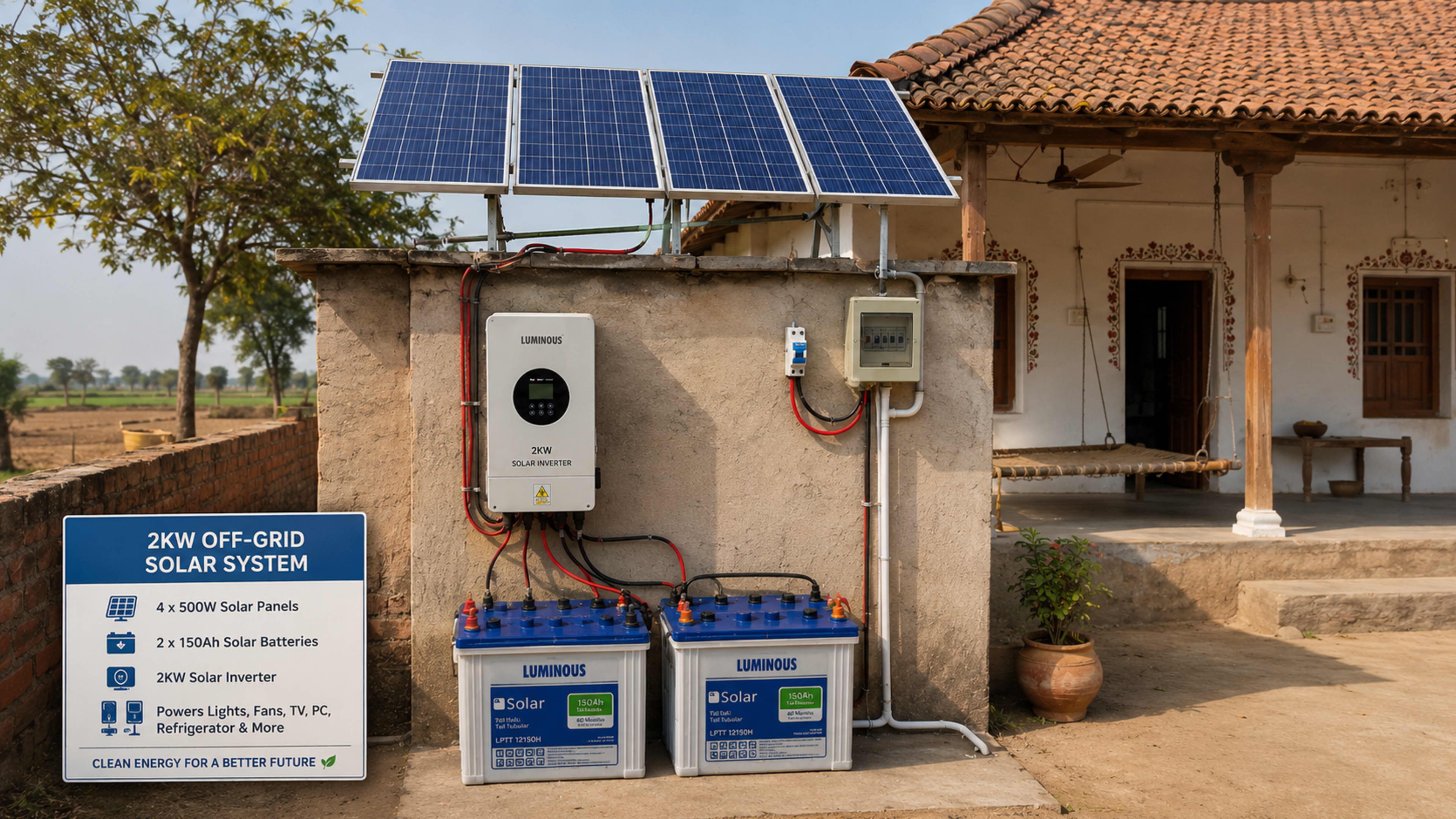 Complete solar off grid product setup
