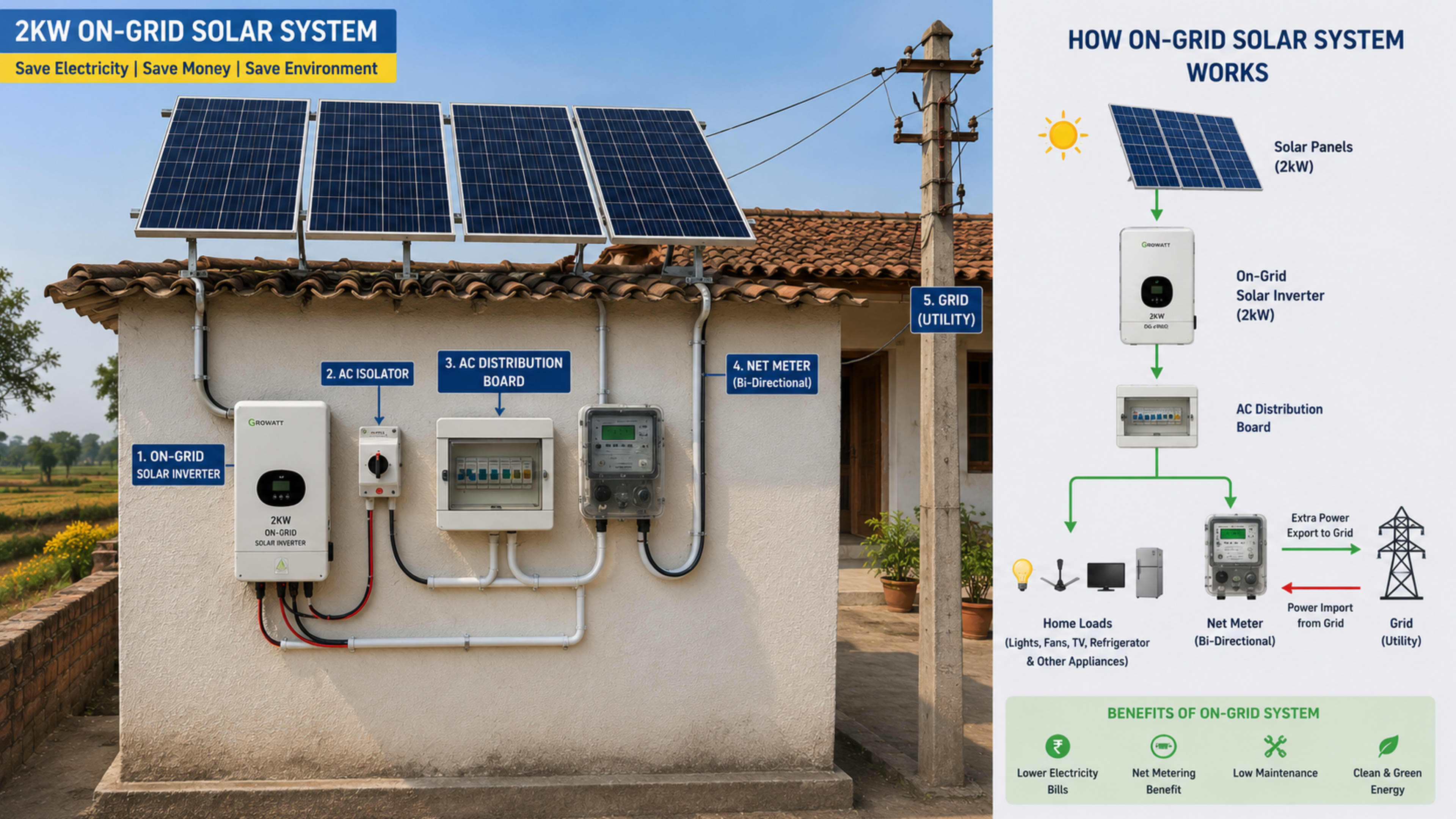 Solar on grid system installation