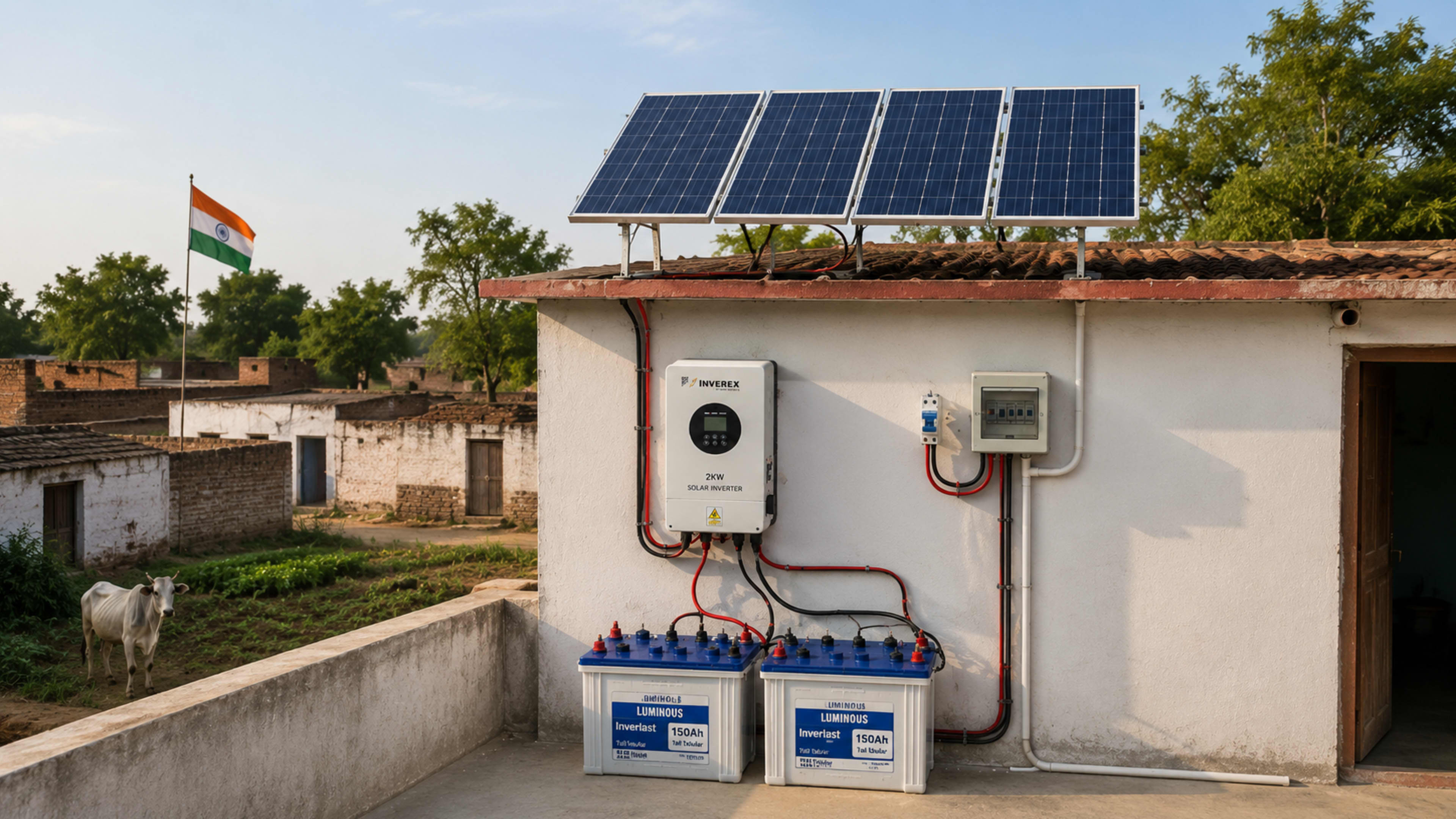 Solar off grid system with inverter and battery backup
