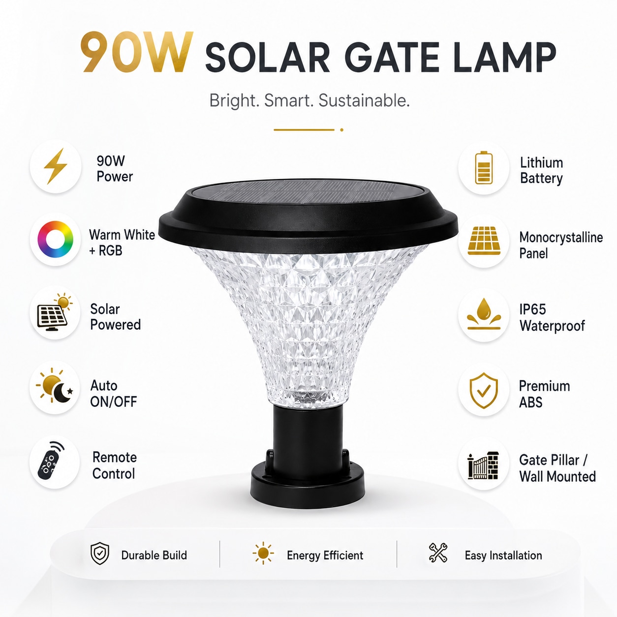 CM Solar Solar Gate Lamp 90W - product image 4