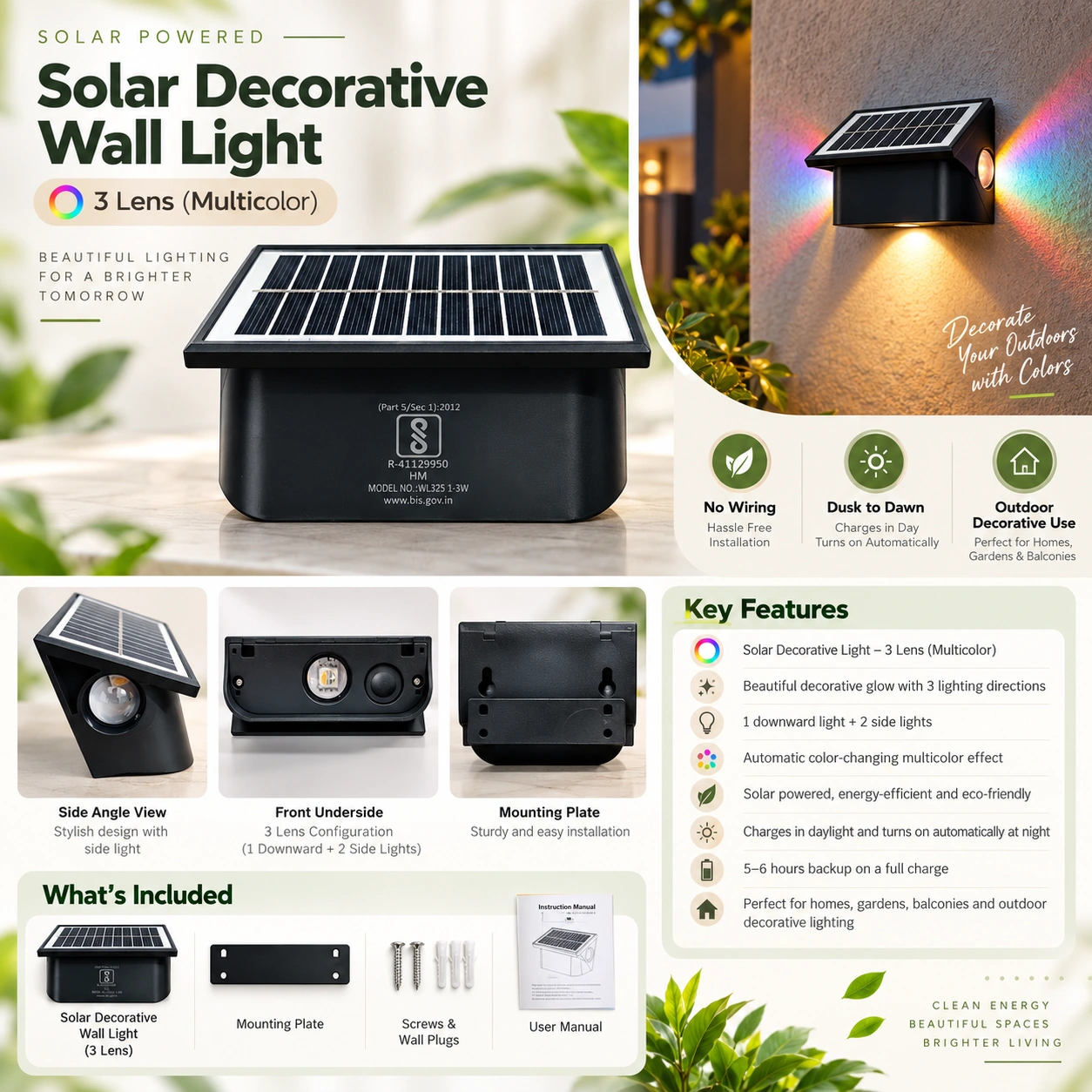 CM Solar Three Side Lens Solar Light (1 Down,2 Side) - product image 4