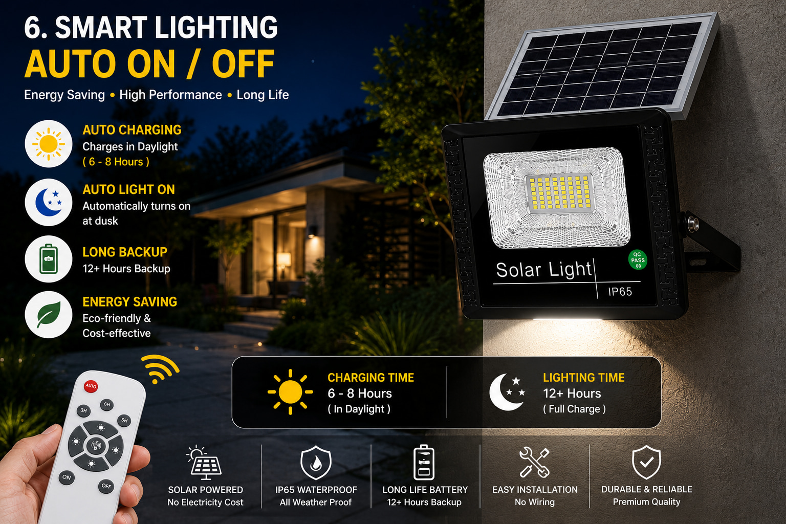 CM Solar 40W Solar Flood Lamp with stand, Solar Panel with stand & Remote - product image 7