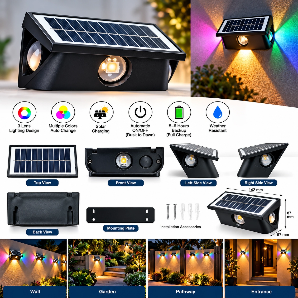 CM Solar Three Side Lens Solar Light (1 Down,2 Side) - product image 6