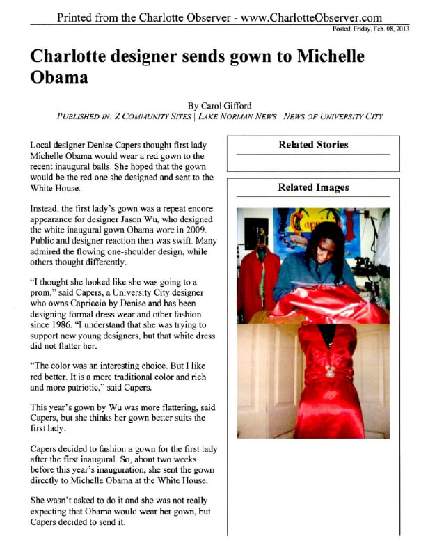 Charlotte designer sends gown to Michelle Obama