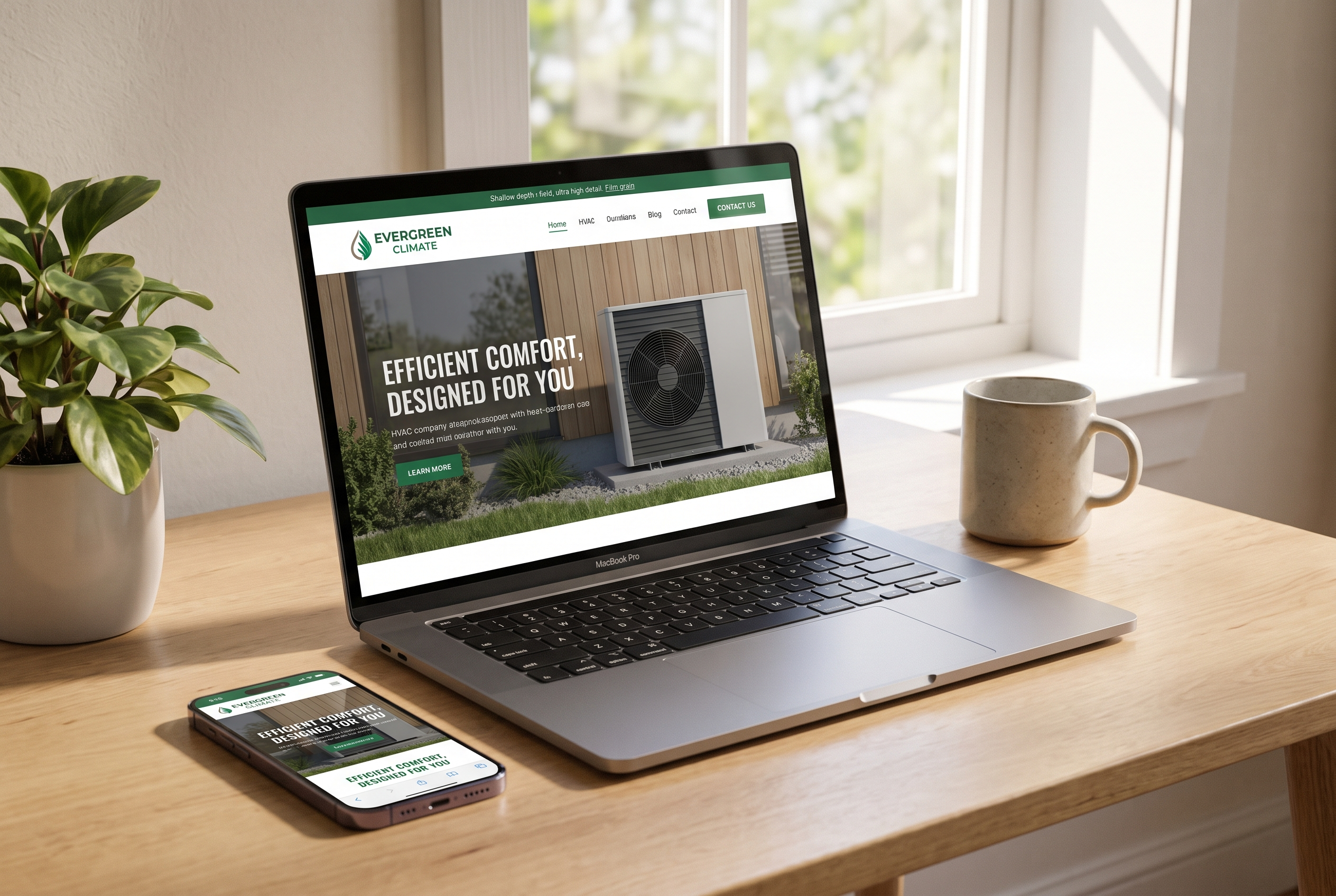 Website on laptop and phone
