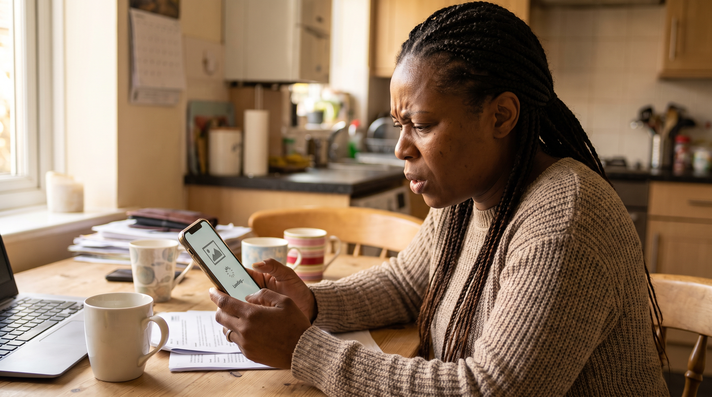 Frustrated homeowner on phone