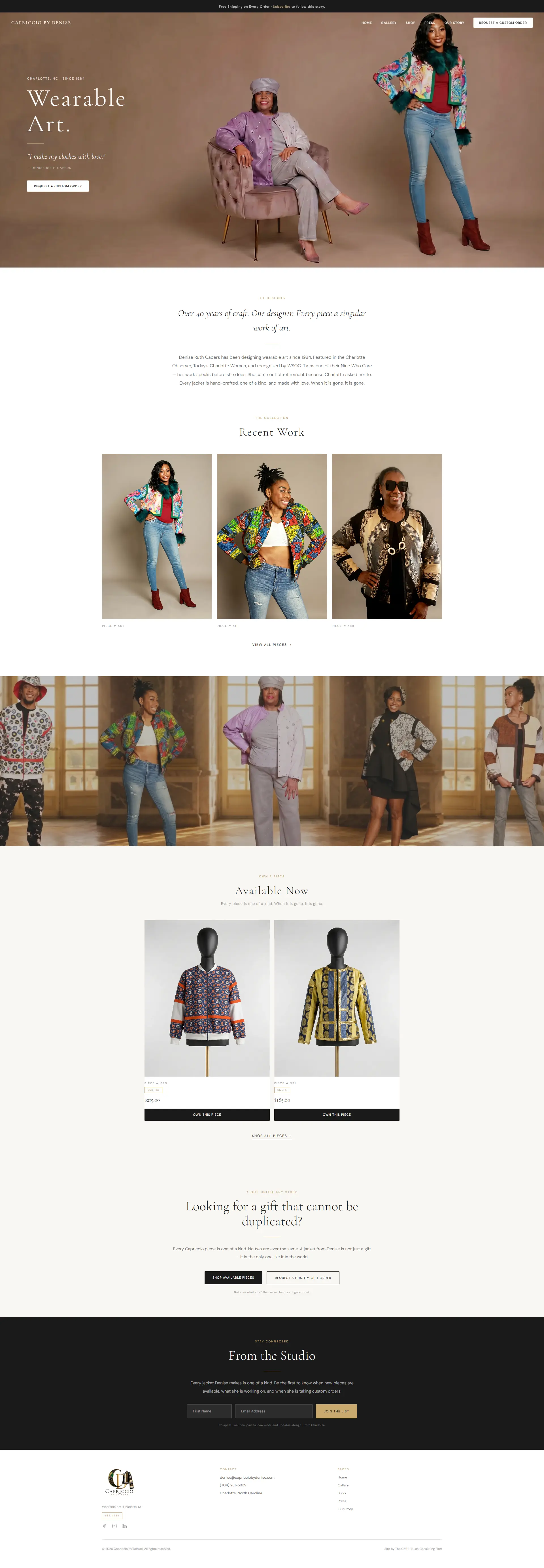 Capriccio by Denise luxury retail website screenshot