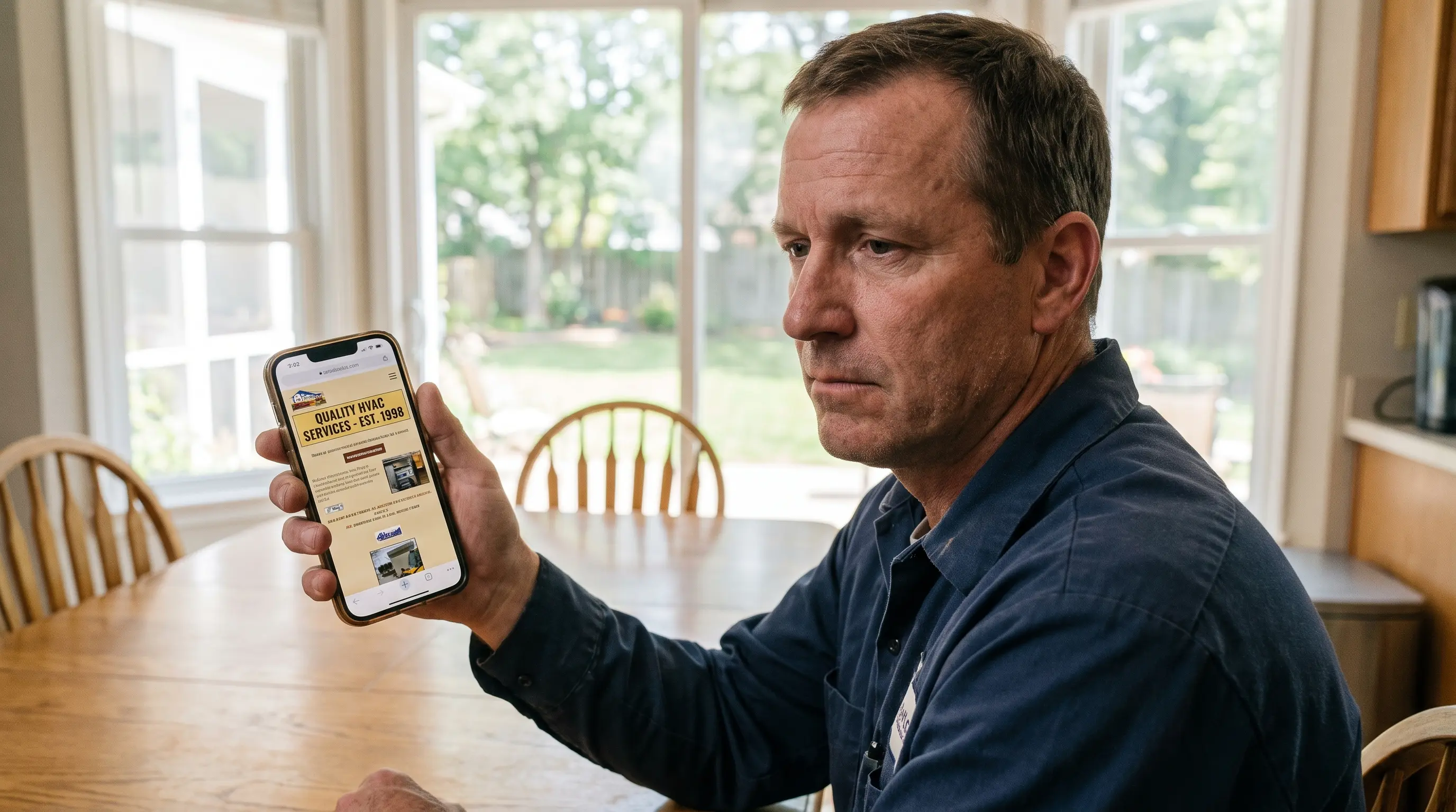 Frustrated homeowner on phone