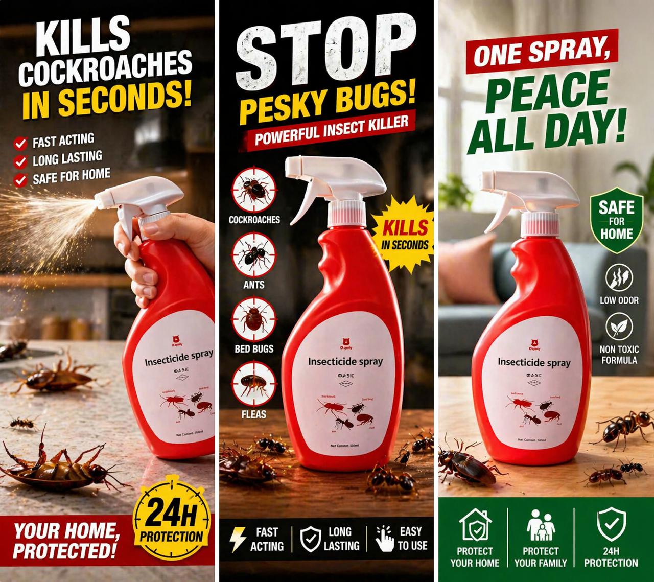 Insecticidal Spray 500ml - Fast knockdown for cockroaches, bed bugs, ants & fleas.
