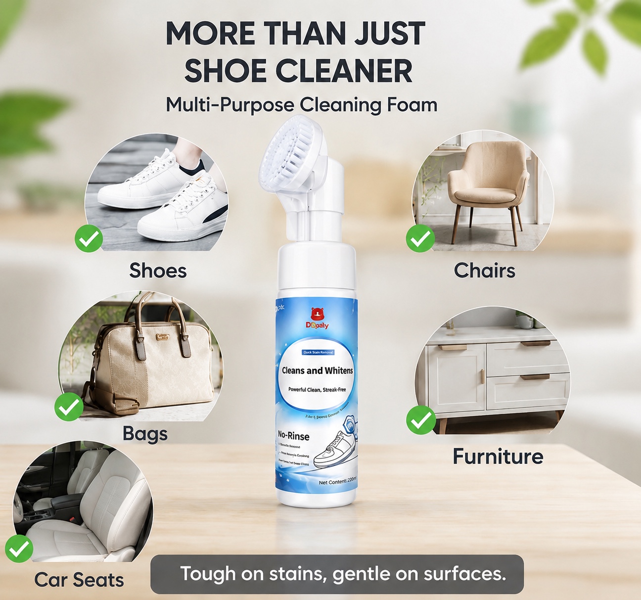D-Daily No-Rinse Shoe Cleaner & Whitening Foam with Brush – Sneaker Cleaning Solution 3