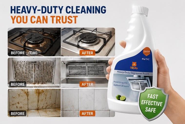 DDaily Heavy-Duty Degreaser Foam – Kitchen Grease & Oil Stain Remover 500ml 4