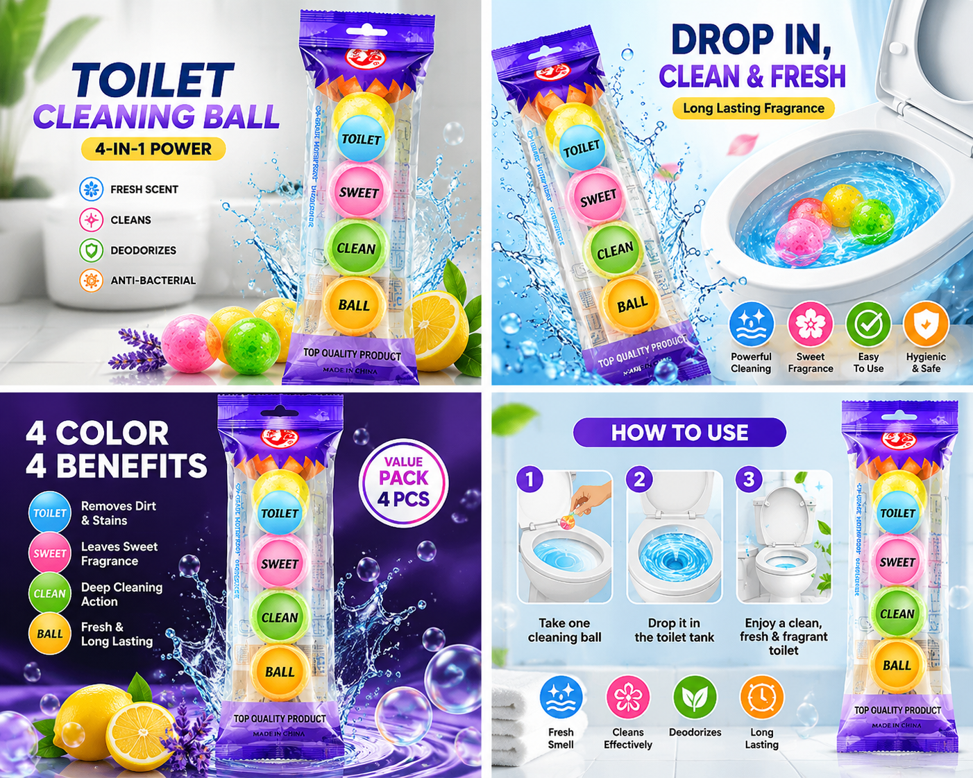 5-in-1 Toilet Cleaning Ball Freshener – Long Lasting Deodorizer & Odor Eliminator (5PCS) 4
