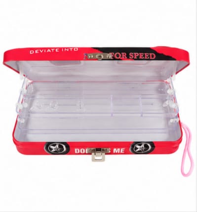 Kids Metal Car Pencil Case with Zipper & Wrist Strap – Red 3