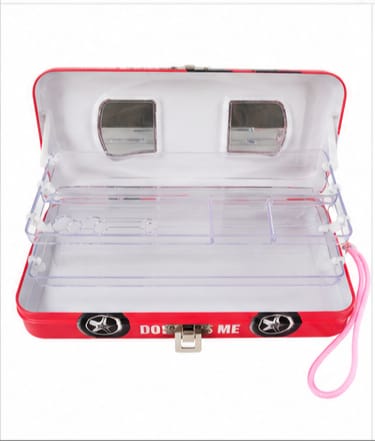 Kids Metal Car Pencil Case with Zipper & Wrist Strap – Red 6