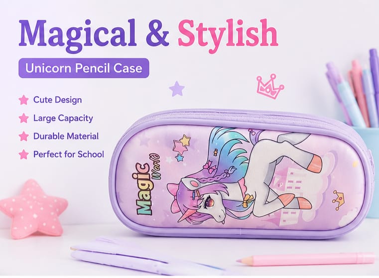 Large Capacity Unicorn Pencil Case – Waterproof Cute School Pencil Bag for Girls 5