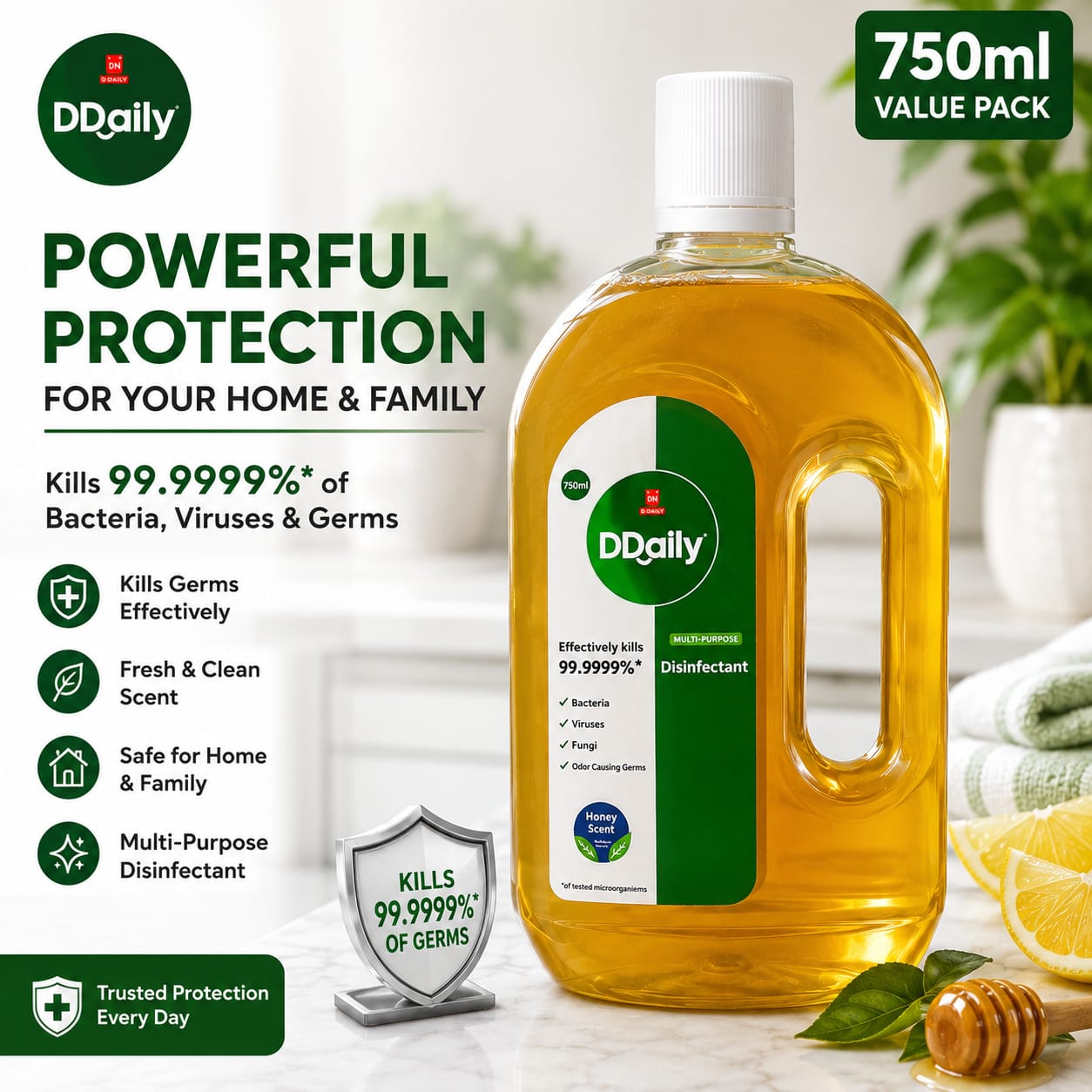 DDaily Antiseptic Liquid Disinfectant - Powerful Germ Protection 2