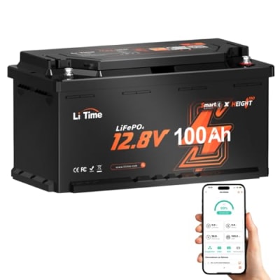 LiTime 12V 100Ah LiFePO4 Batterie Bluetooth H190, Wohnmobil-Untersitz DIN H8 L5 Größe Gruppe 49, 100A BMS 1280Wh Lithium Akku Tieftemperaturschutz Max. 15000 Zyklen, Perfekt für Camping, RV