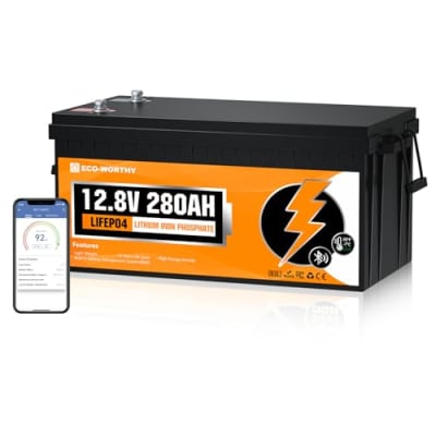 ECO-WORTHY LiFePO4 280Ah Bluetooth, Lithium Batterie 12V 280ah mit BMS Low Temperature Schutz und Max. 15000 Zyklens,3584Wh Autobatterie für Wohnmobil,Boot,Solarpanel