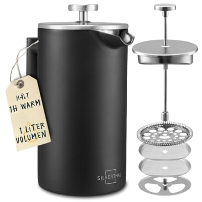 SILBERTHAL French Press Thermo 1 Liter Edelstahl doppelwandig