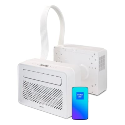 MEDION P502 Smarte Split Klimaanlage (für Wohnwagen Wohnmobil Camping Boot Bus Camper Caravan Mobilheim, inkl. Montagekit, 5000 BTU, Kühlen Entfeuchten und Ventilieren, Schlafmodus, MD37735)