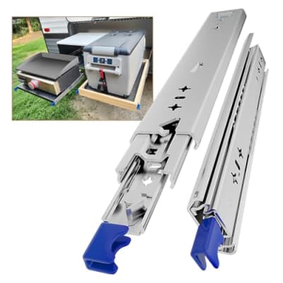 AOLISHENG Schubladenschiene Vollauszug 1000 mm, Schwerlastauszug 53 mm Breite mit Verriegelung 70 kg Tragkraft, für Werkstatt, Industrie, LKW und Maschinenbau, 1 Paar (2 Stück)
