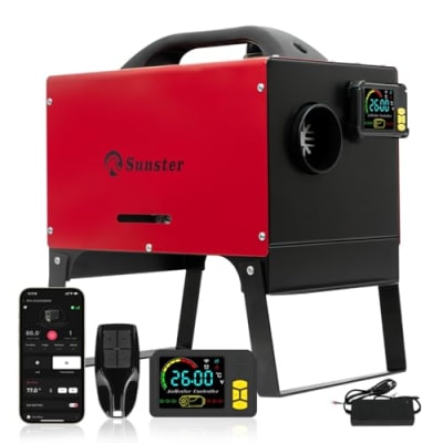 8KW Diesel Standheizung,12/24V/230V dieselheizung mit Ausdehnbare Basis, Bluetooth-APP & AC-DC Adapter, Auto Start -Stopp, Lüftungsfunktion & Inneres Zirkulationssystem, Diesel Heizung für Wohnmobil