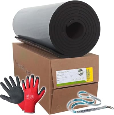 Scorprotect Armaflex Home 19 mm selbstklebend | Kautschuk Dämmplatte 6 m² | Wohnmobil Dämmung Camper Ausbau | Wärme- & Schalldämmung | Armacell Home Isolierung inkl. Zubehör