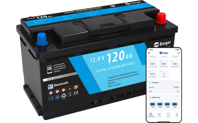 Berger LiFePO4 Lithium Batterie 120 Ah 12V mit Bluetooth