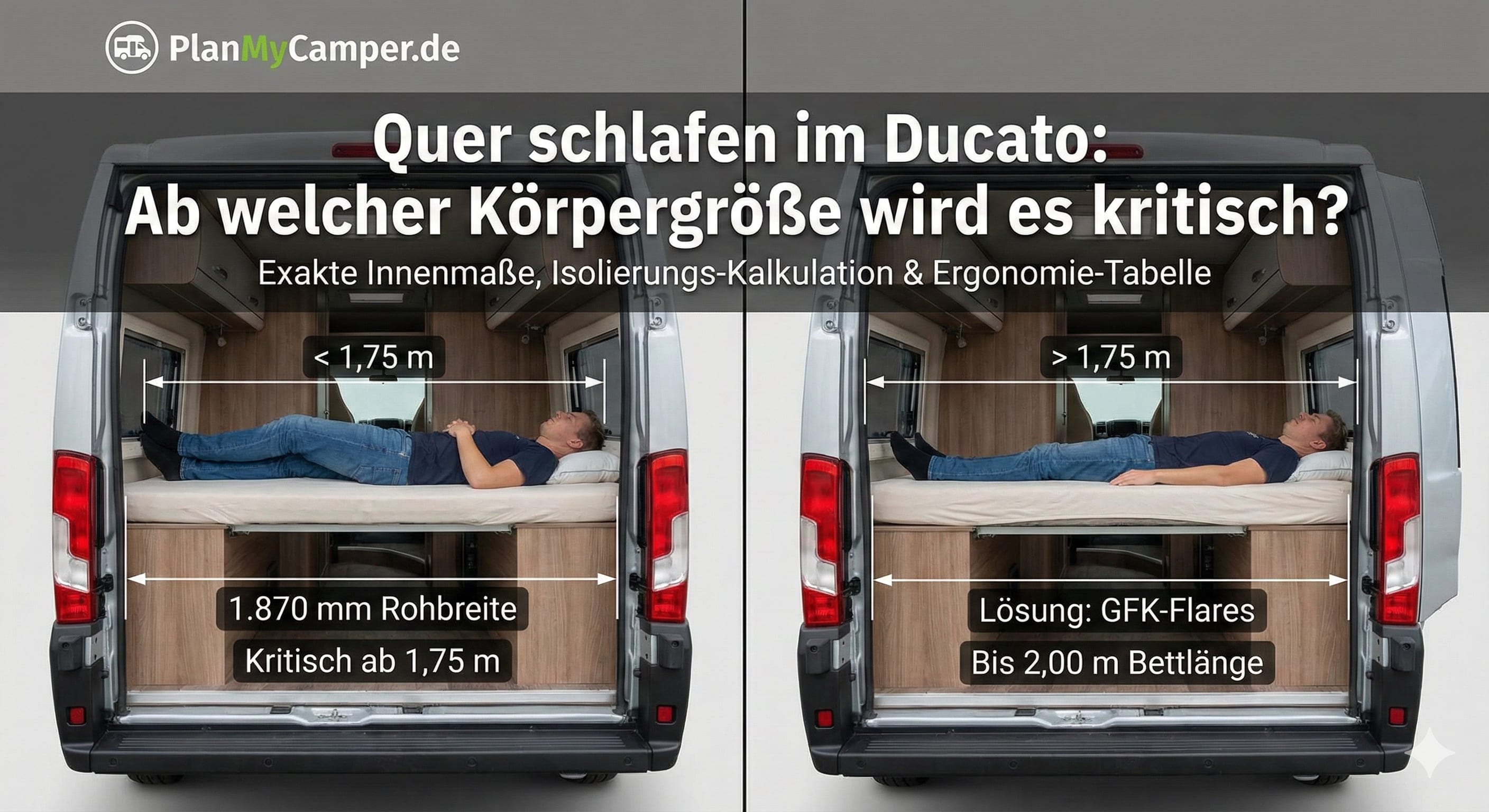 Quer schlafen im Ducato: Ab welcher Körpergröße wird es kritisch?