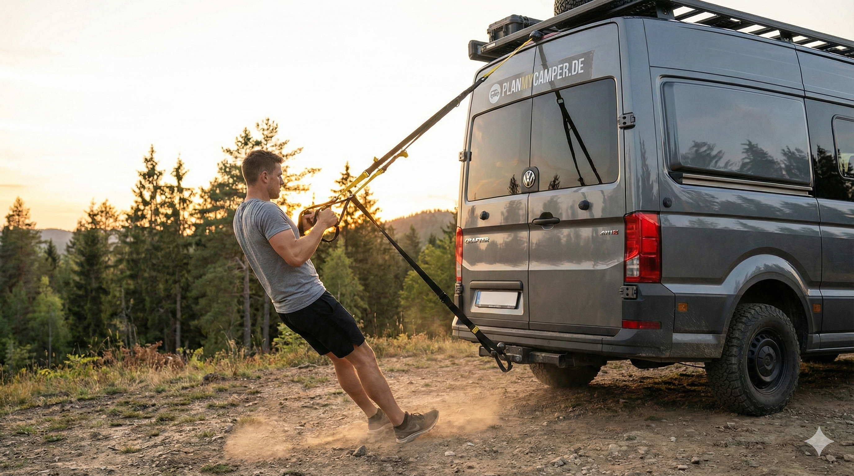 TRX Schlingentrainer an Anhängerkupplung befestigt