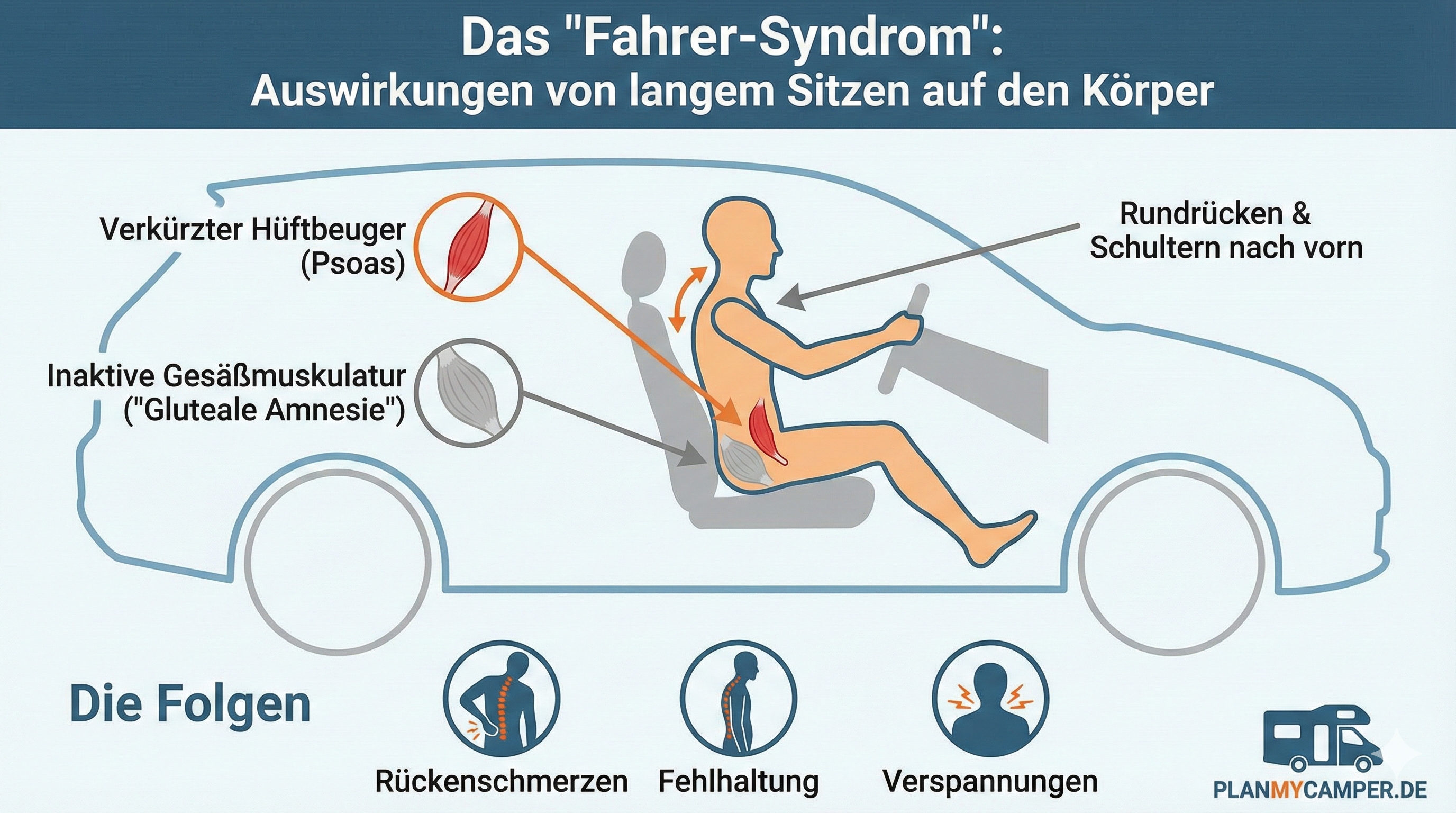 Infografik: Auswirkungen von langem Sitzen auf den Körper