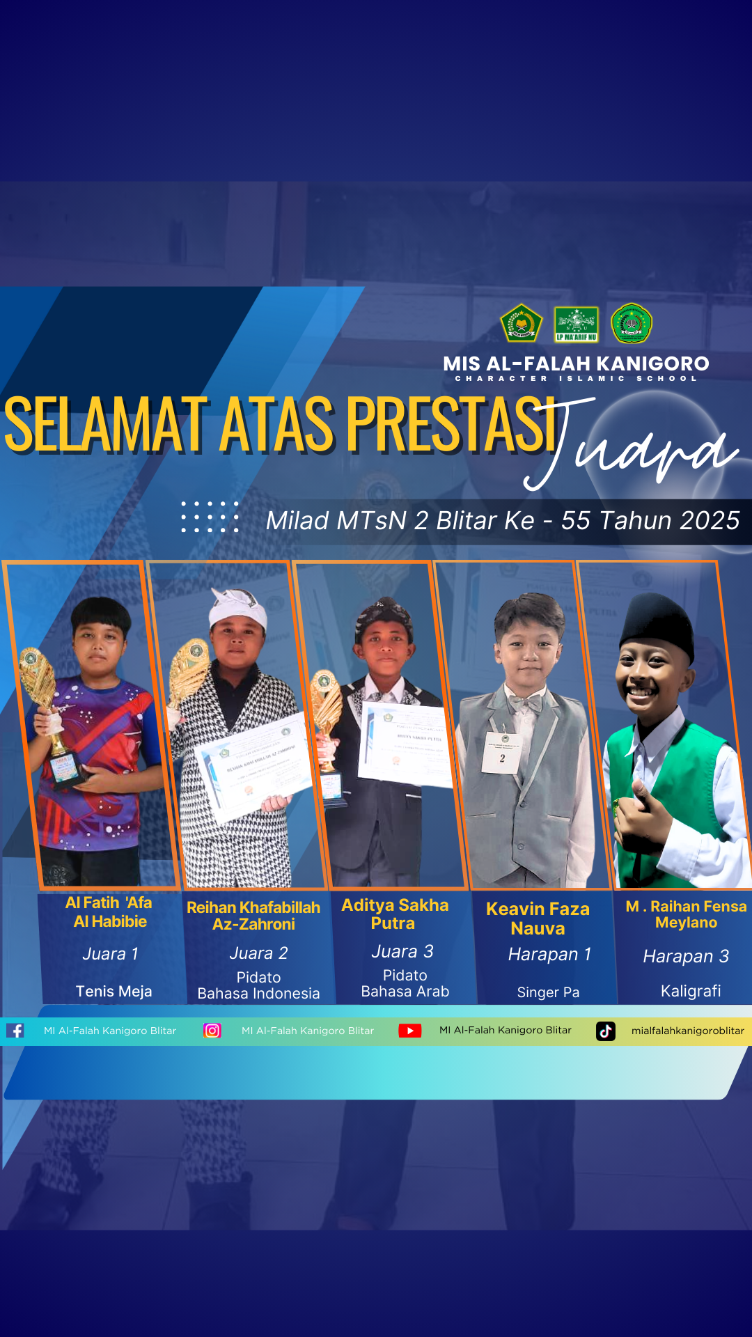 MIS Al-Falah Kangoro Raih Prestasi Gemilang di Perayaan Milad MTsN 2 Blitar