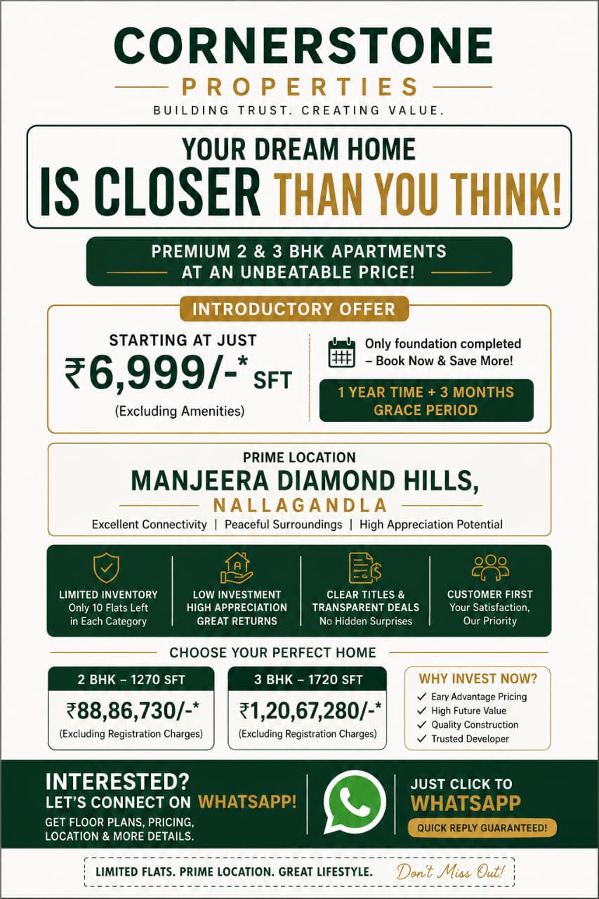 2BHK & 3 BHK Flats in Nallagandla, Hyderabad