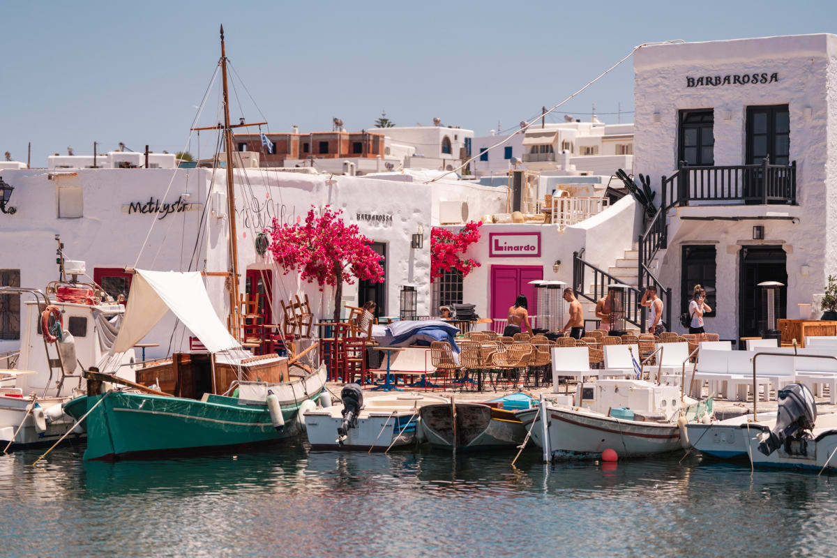 Paros Greece ferry port summer