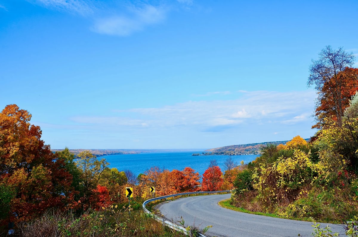 Cayuga Lake scenic byway fall colors