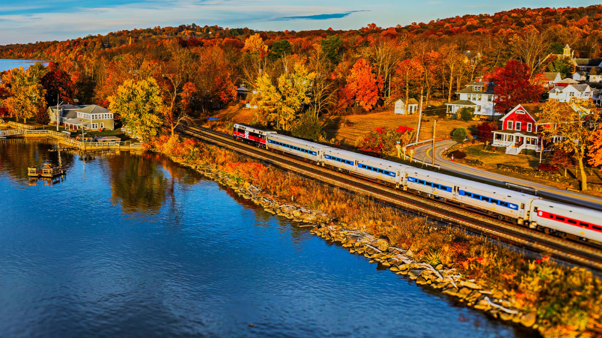 Amtrak train Hudson Valley fall foliage