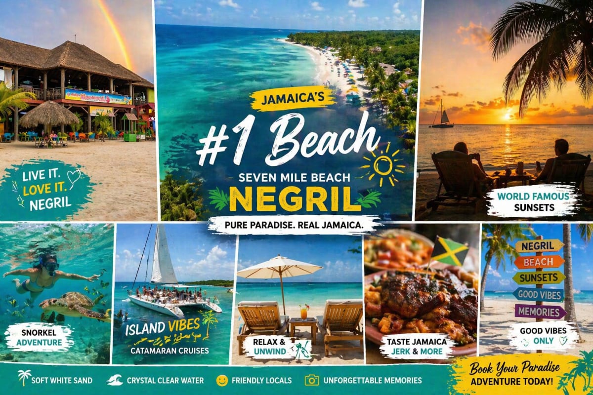 Seven Mile Beach Negril Jamaica sunset December