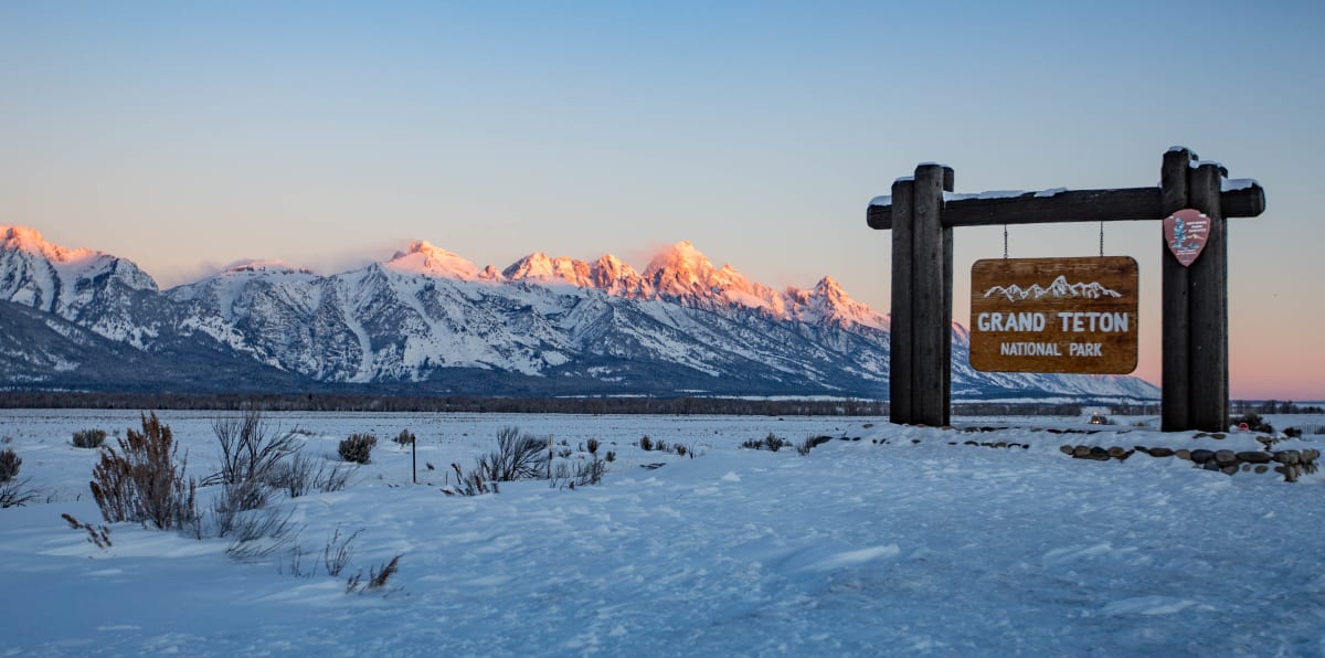 Grand Teton mountains winter snow